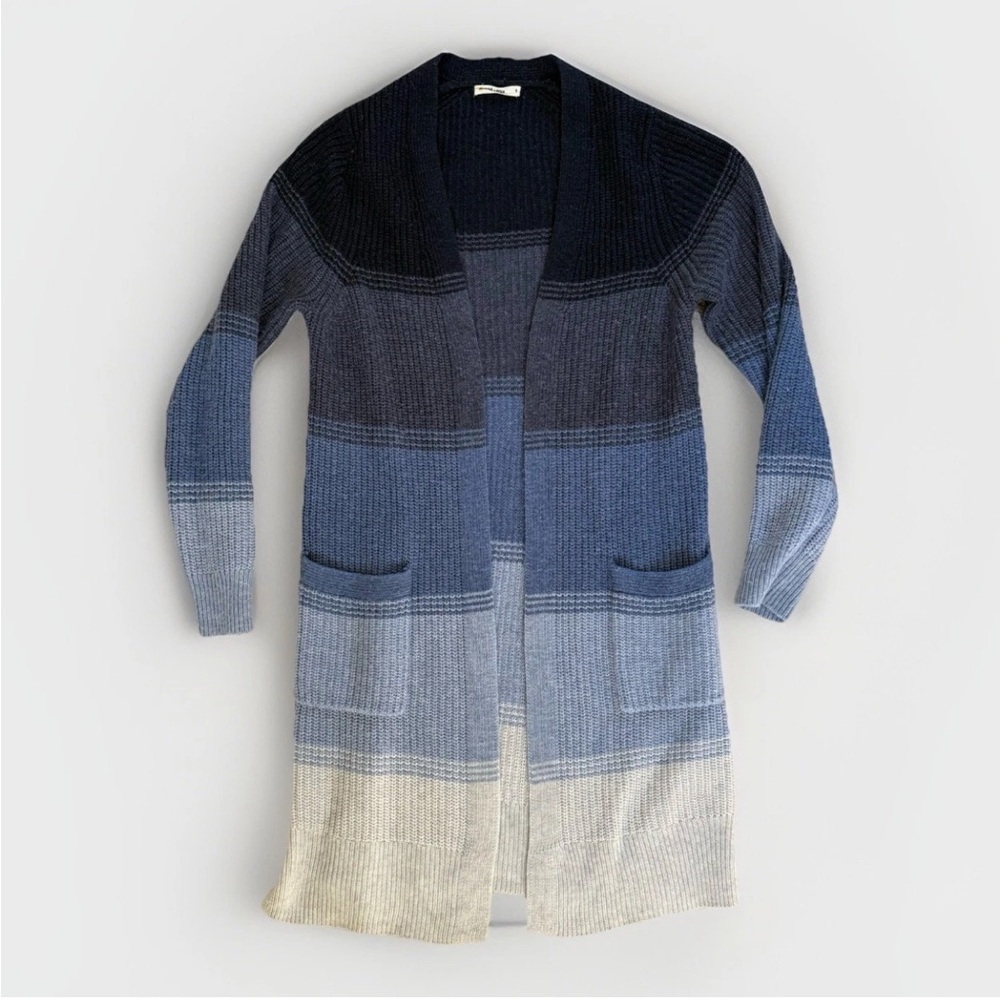 MARINE LAYER Cabin Open Cardigan in Blue Ombré Size Small Long Chunky